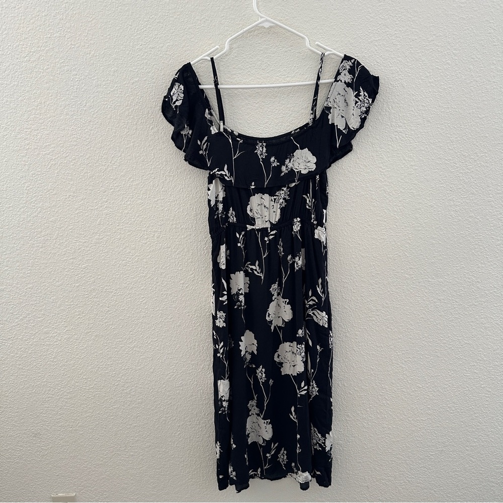Lucky Brand VTG Live in Love Floral Black and White Dress 90’s Cottagecore Small - Picture 5 of 7